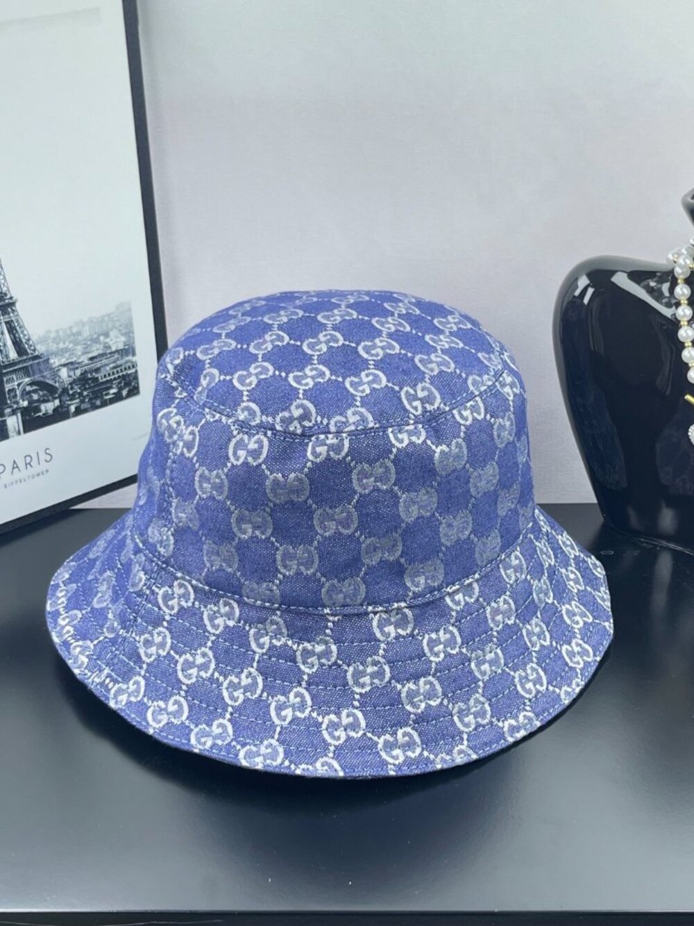 Gucci's Denim Boater Hat Size M